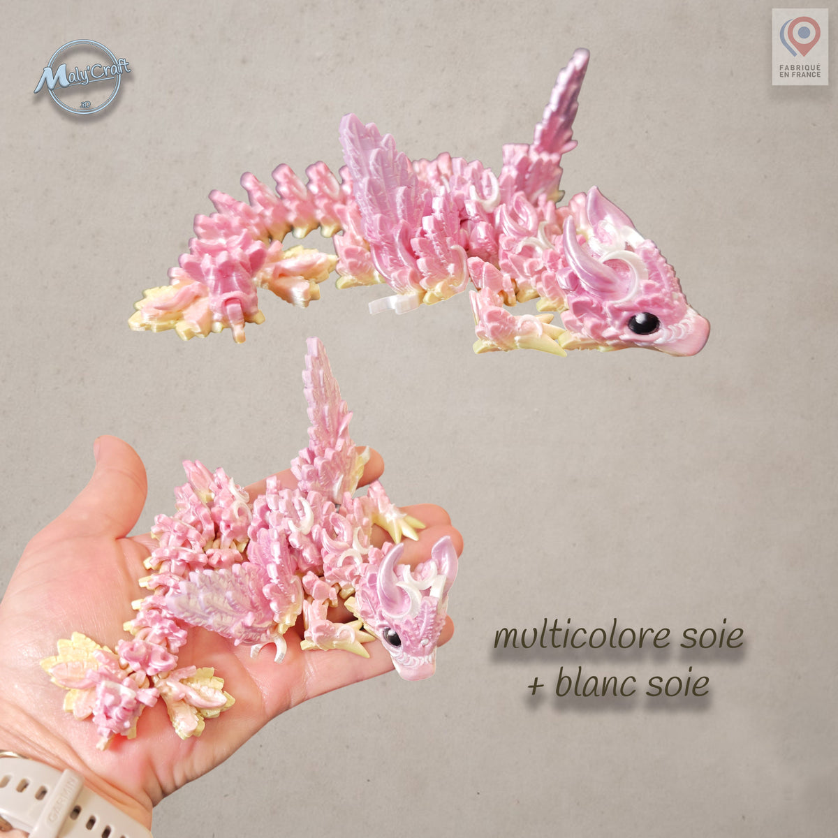 Dragon de la Lune Articulé 3D – Figurine Fantasy Flexible – Design Officiel Cinderwing3D