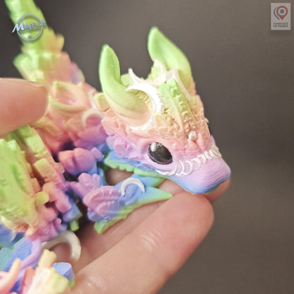 Dragon de la Lune Articulé 3D – Figurine Fantasy Flexible – Design Officiel Cinderwing3D