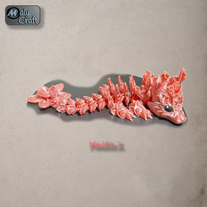 Dragon articulé Sakura 3D – Figurine fleur de cerisier flexible Made in France