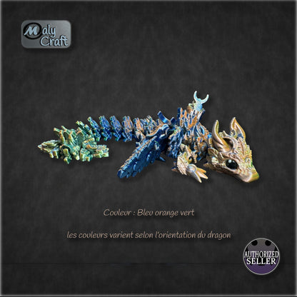 Dragon de la Lune articulé 3D – Figurine fantasy flexible & posable Made in France