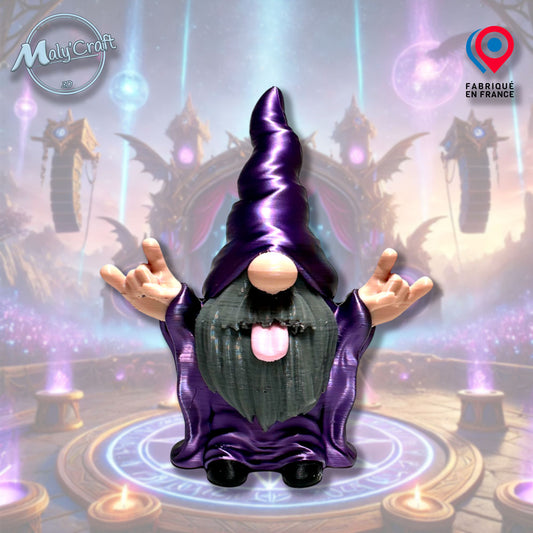 Statuette gnome rock imprimée en 3D, cadeau original et amusant pour fan de rock et déco geek