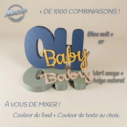 Décoration "Oh Baby" 3D Personnalisable – Centre de Table & Mural