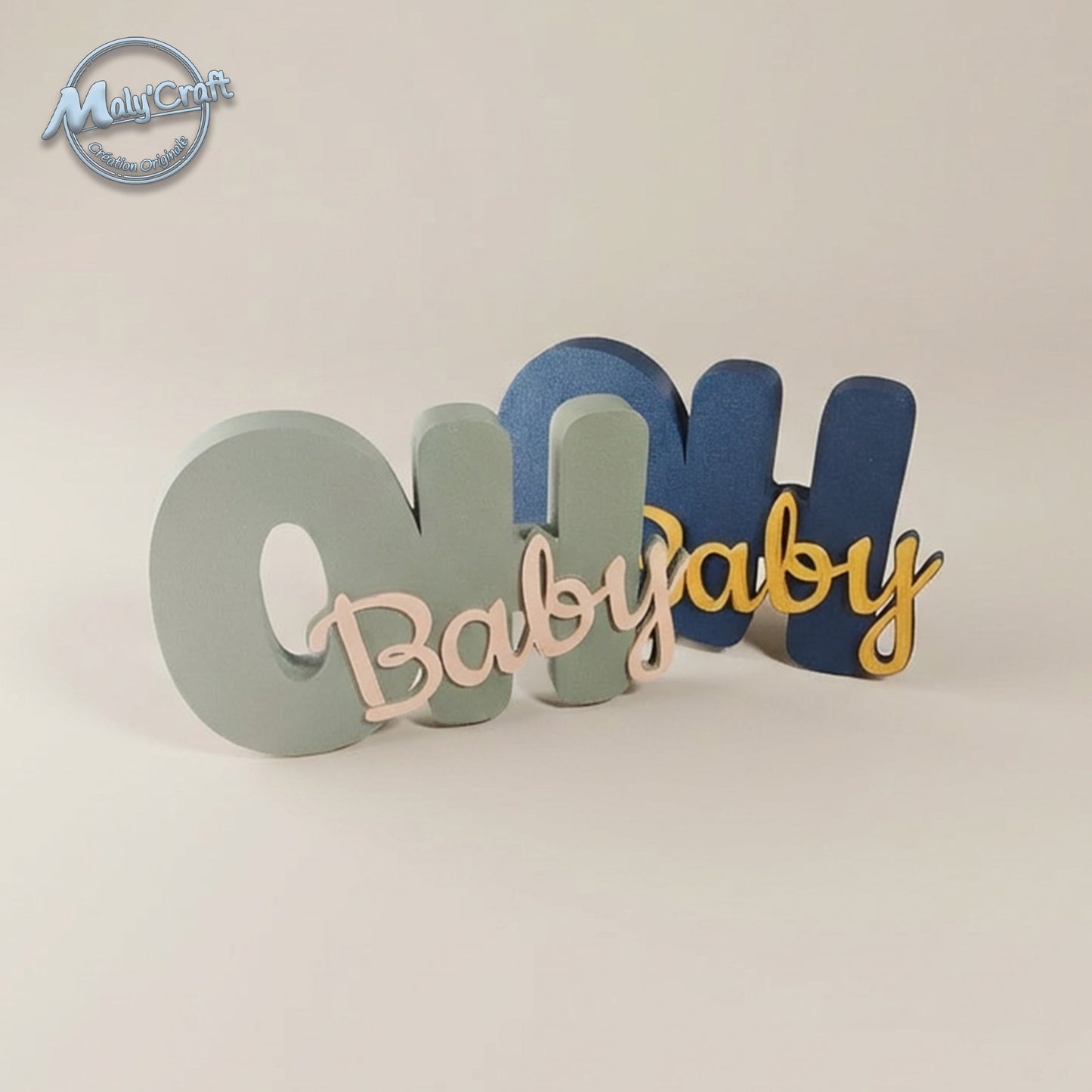 Décoration "Oh Baby" 3D Personnalisable – Centre de Table & Mural