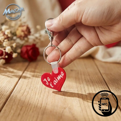 Porte-clés Cœur "Je t'aime" Connecté NFC – Message Vocal Personnalisable