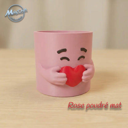Pot Cœur 3D - Rangement Pinceaux & Stylos - Personnalisable (40 Coul.)