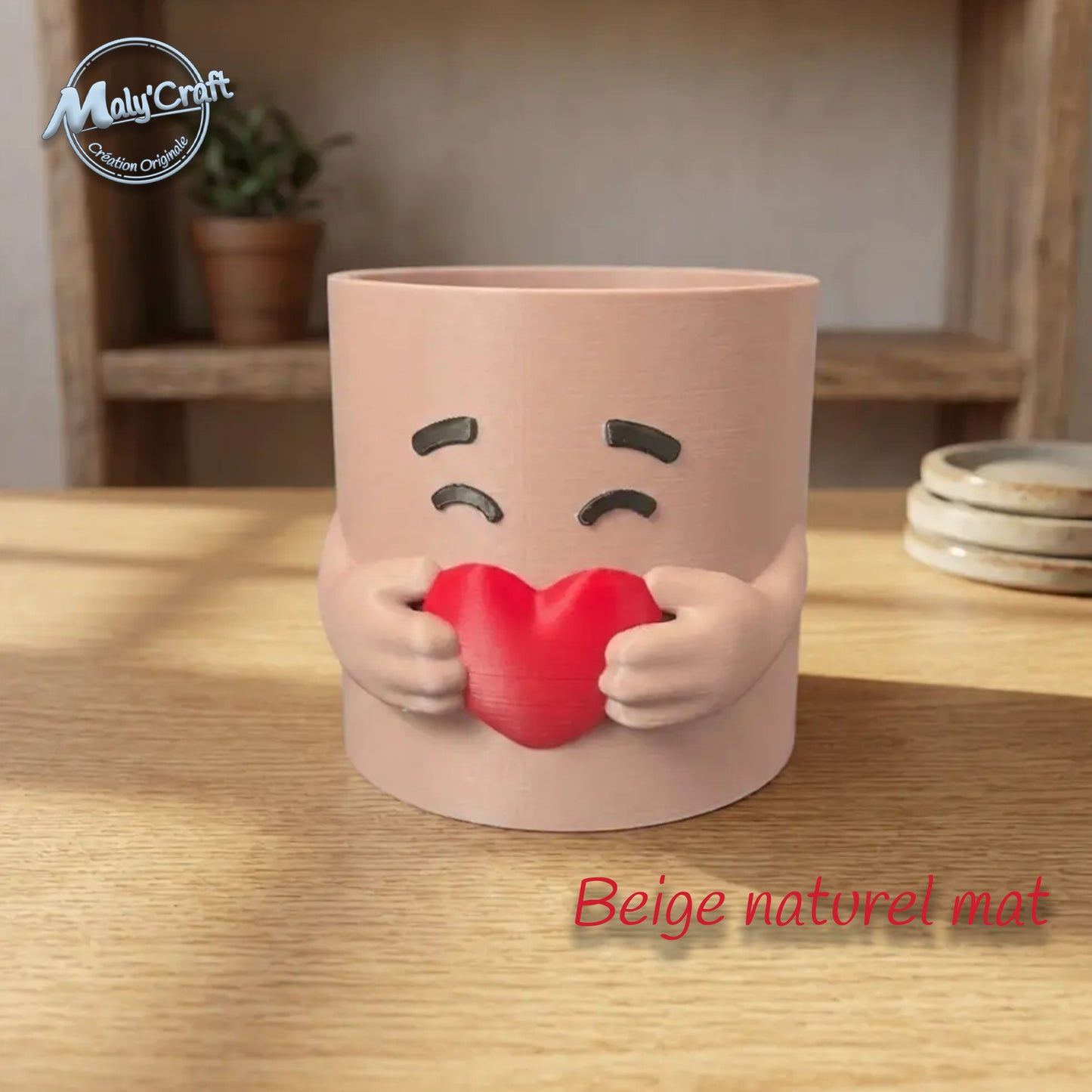 Pot Cœur 3D - Rangement Pinceaux & Stylos - Personnalisable (40 Coul.)