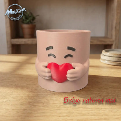 Pot Cœur 3D - Rangement Pinceaux & Stylos - Personnalisable (40 Coul.)