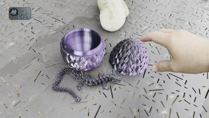 Dragon de Cristal Articulé avec Œuf – Figurine 3D Flexible & Décorative (Licence Cinderwing3D)