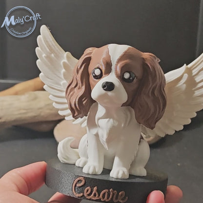 Figurine Cavalier King Charles Ange — Statuette 3D personnalisable, hommage chien