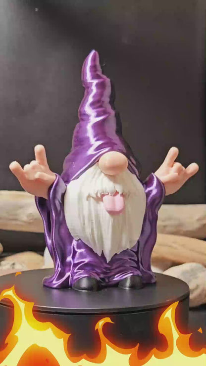 Rocker Garden Gnome — Rock & Metal Figurine, Precision 3D Print