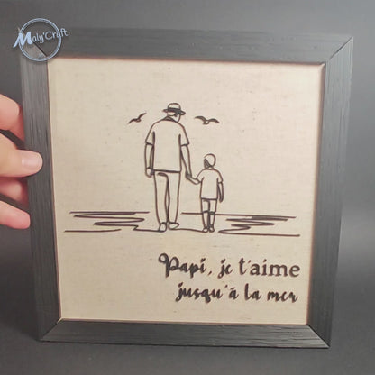 Vidéo démonstration relief cadre filaire 3D personnalisé cadeau papi