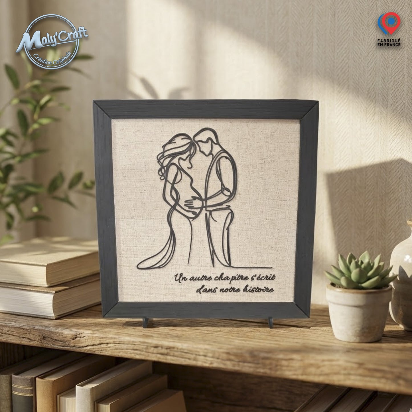 Cadre Grossesse "Futurs Parents" – Tableau 3D & Lin (Personnalisable)