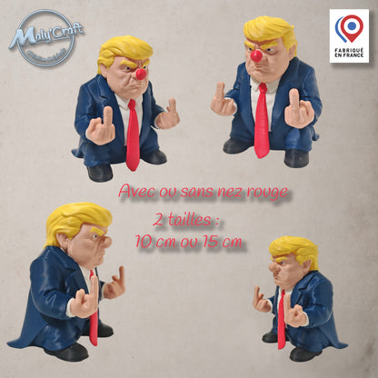 Montage montrant les différentes versions disponibles : avec ou sans nez de clown rouge, et les deux tailles de 10 cm et 15 cm. La finition est précise et qualitative grâce à l'usage de filaments de marques premium (Panchroma, Polymaker, Sunlu, Bambulab...)